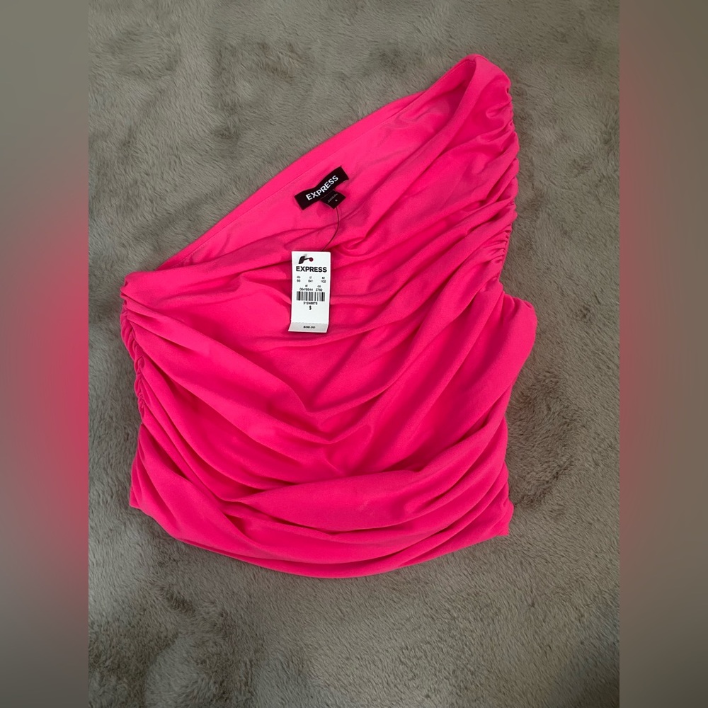 Hot pink express one shoulder top